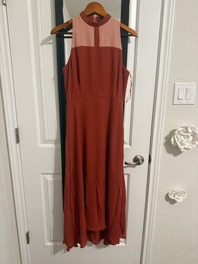 NWT Akaiiv Rust Midi Dress | High Neck Flowy Elegant Size M